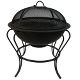 Small steel firebowl barbecue with mesh cover and grill