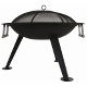 Medium steel firebowl with mesh cover and handles (black)	